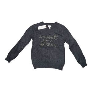 Gymboree Girls Gray Sweater Tight Knit Invent Your Future Small NWT